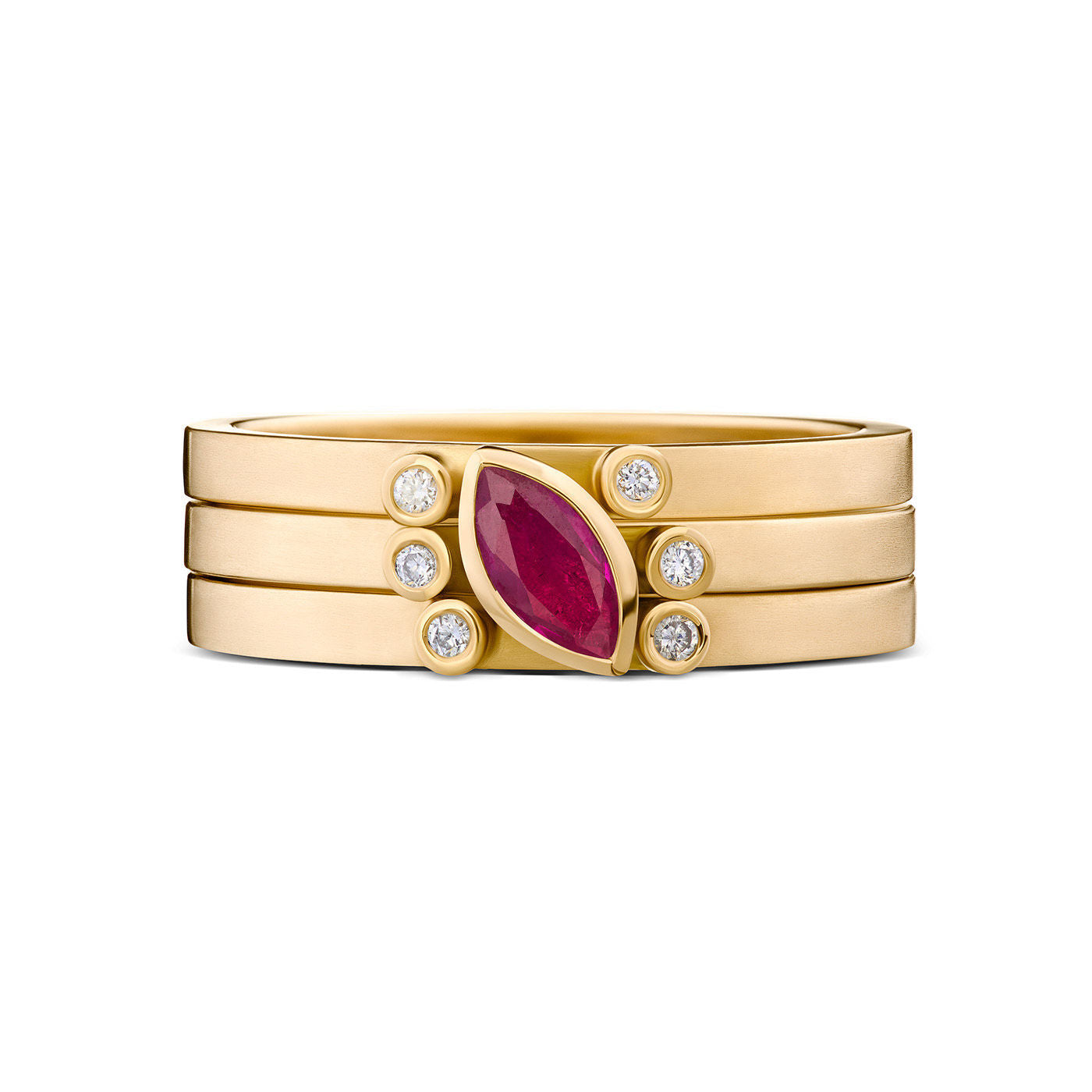 Gather Ring 14K Ruby Diamond  Set